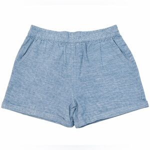 Frank And Oak Blue Linen Blend Elastic Waist Summer Shorts - Size Small
